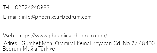 Phoenix Sun Hotel telefon numaralar, faks, e-mail, posta adresi ve iletiim bilgileri